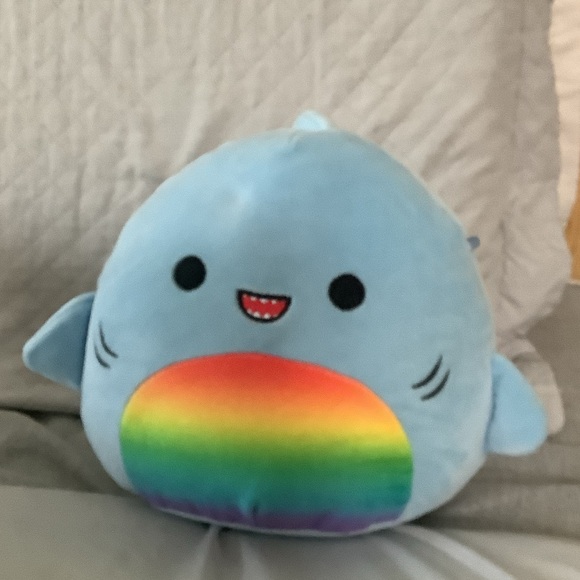 Squishmallows Other - Squishmallows Light Blue Shark with Rainbow Logo